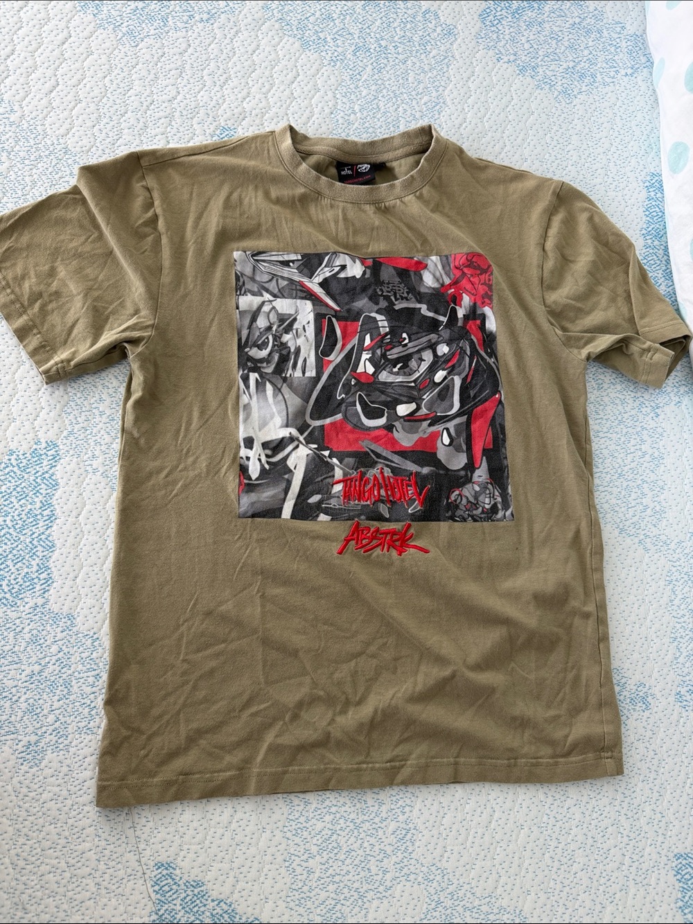 Tango Hotel- Men's Olive Graphic Crewneck T-Shirt with Red Accent